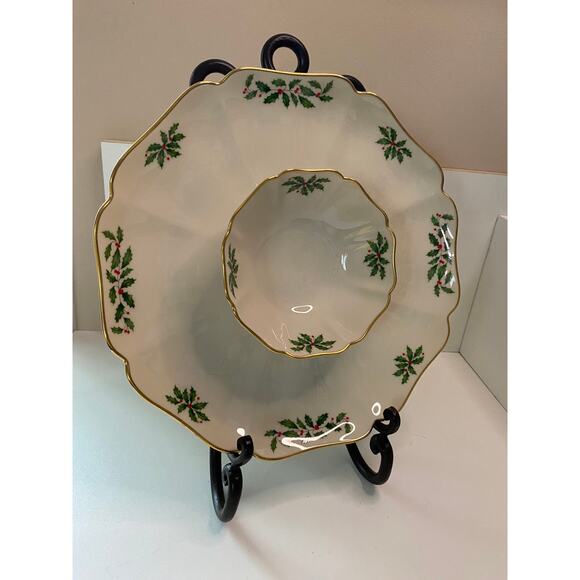 Vintage Lenox Holiday (demension) chip and dip platter, 1 piece gourmet server - Picture 6 of 9